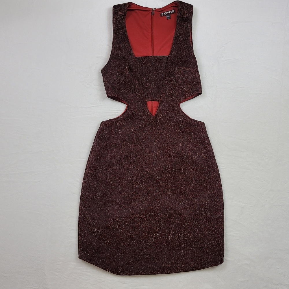 Express Burgundy Glitter Dress Size 0